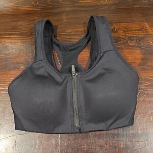 Nike Dri-FIT Black Zip-Front High-Support Sports Bra - Small